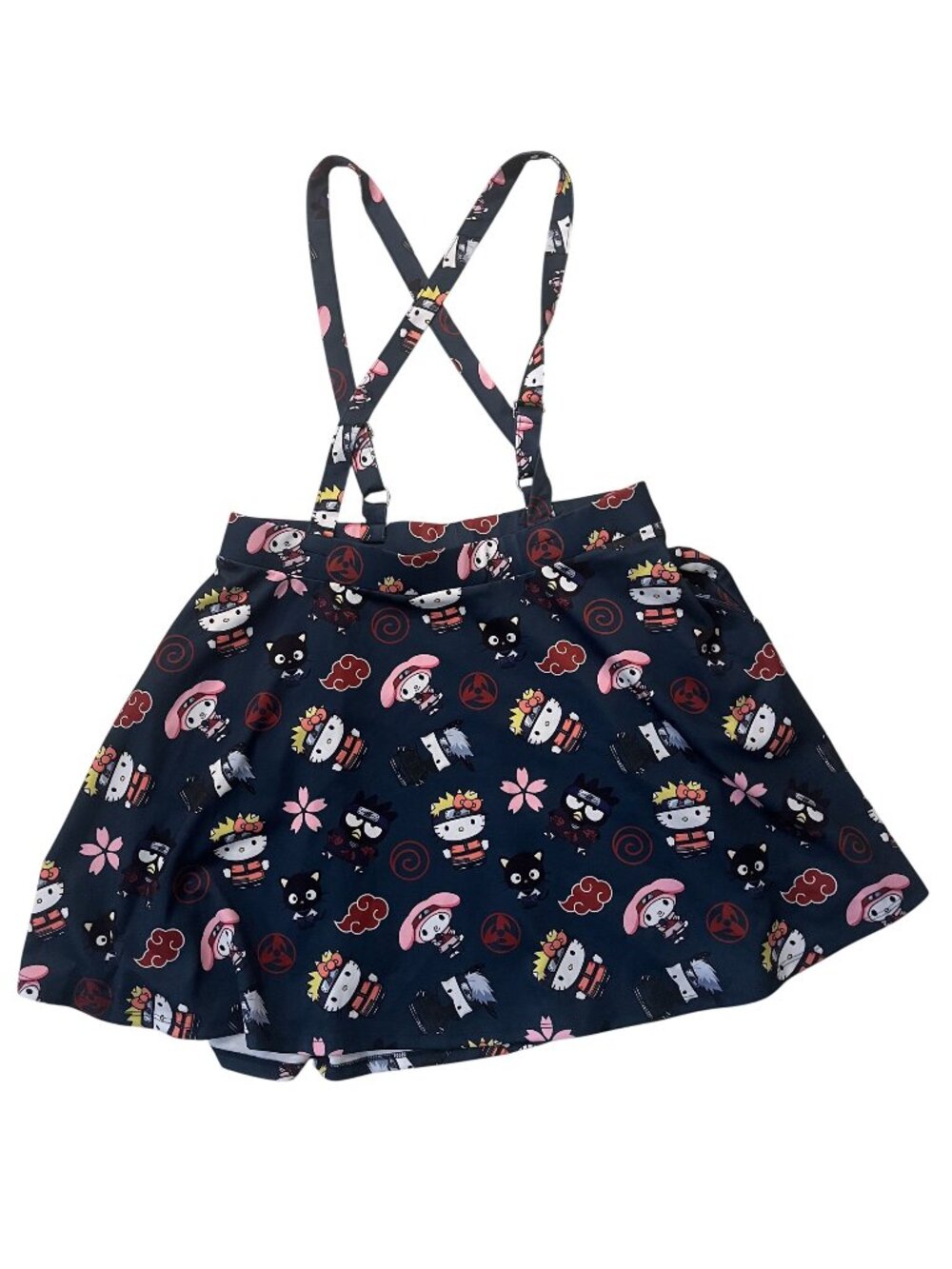 Hot Topic Naruto Shippuden x Hello Kitty Group Suspender Skirt 2X Juniors